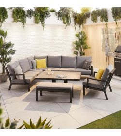 Vogue Corner Sofa Set with Rising Table, Armchair & Bench