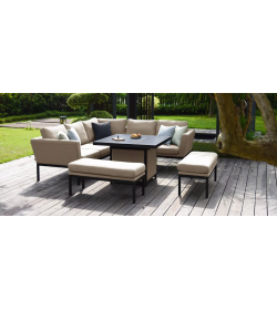 Pulse Square Corner Dining Set - With Fire pit Table