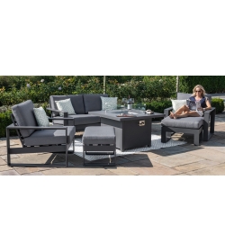 Amalfi 2 Seat Aluminium Sofa Set - With Square Fire Pit Table