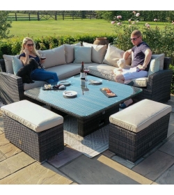 Deluxe Kingston Rattan Corner Dining Set - With Rising Table