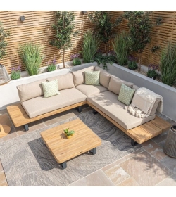 bali wood platform corner sofa set
