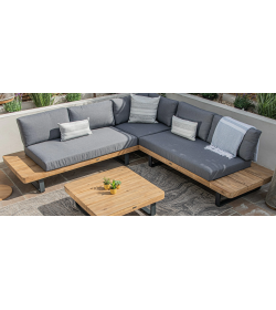 bali wood platform corner sofa set