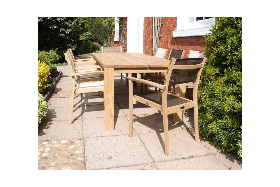 Mayfair FSC Certified Teak 8 Chair Dining Set of outdoor garden furniture